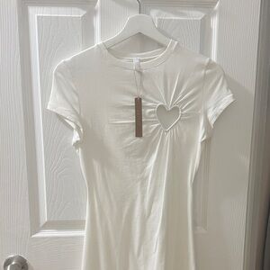SKIMS COTTON JERSEY HEART DRESS SNOW NWT